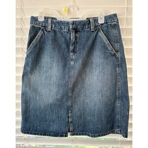 Eddie Bauer Women's 8 100% Cotton Denim Skirt 90's Y2K Straight Pencil Classic
